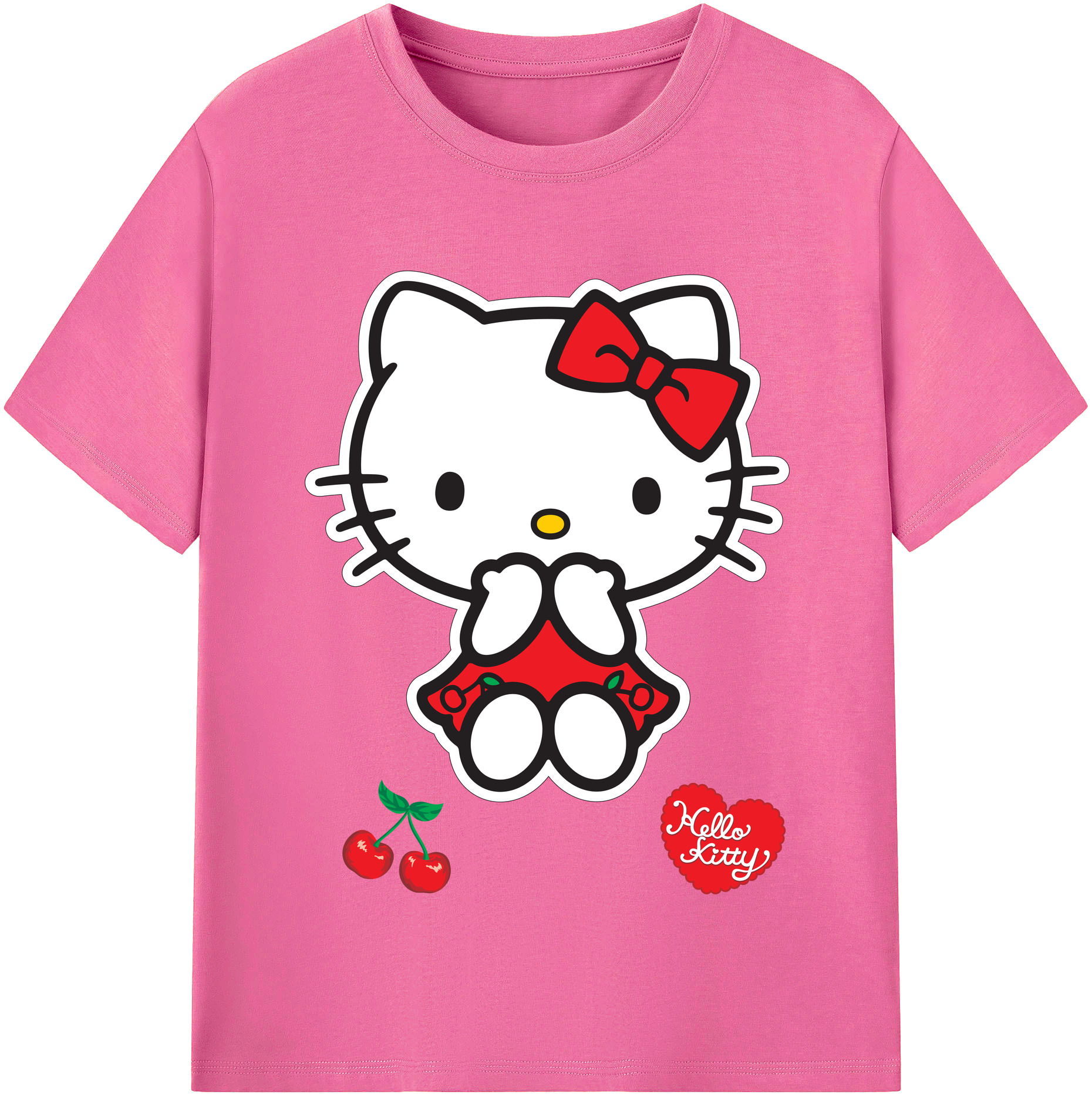 （画像用） Hello Kitty ハローキティ レディースカジュアルプリントTシャツ（綿100％）